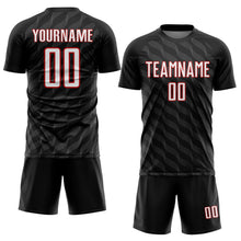 Загрузить изображение в средство просмотра галереи, Custom Black White-Red Waves Shape Sublimation Soccer Uniform Jersey
