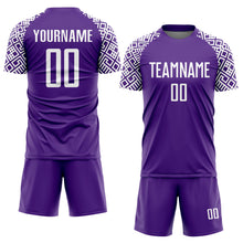 Charger l&#39;image dans la galerie, Custom Purple White Geometric Shape Sublimation Soccer Uniform Jersey
