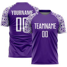Charger l&#39;image dans la galerie, Custom Purple White Geometric Shape Sublimation Soccer Uniform Jersey

