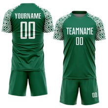 Charger l&#39;image dans la galerie, Custom Kelly Green White Geometric Shape Sublimation Soccer Uniform Jersey

