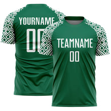 Charger l&#39;image dans la galerie, Custom Kelly Green White Geometric Shape Sublimation Soccer Uniform Jersey
