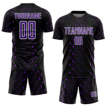 Load image into Gallery viewer, Custom Black Purple-White Geometric Shape Sublimation Soccer Uniform Jersey
