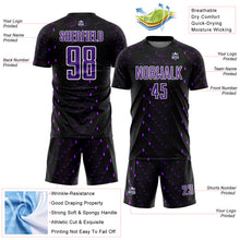 Load image into Gallery viewer, Custom Black Purple-White Geometric Shape Sublimation Soccer Uniform Jersey
