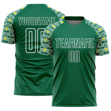 Charger l&#39;image dans la galerie, Custom Kelly Green White Geometric Shape Sublimation Soccer Uniform Jersey
