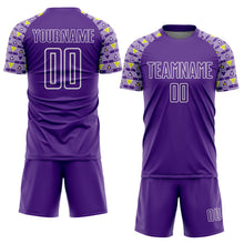 Загрузить изображение в средство просмотра галереи, Custom Purple White Geometric Shape Sublimation Soccer Uniform Jersey
