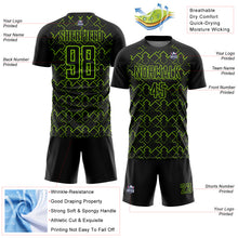 Charger l&#39;image dans la galerie, Custom Black Neon Green Geometric Shape Sublimation Soccer Uniform Jersey
