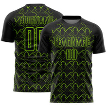 Charger l&#39;image dans la galerie, Custom Black Neon Green Geometric Shape Sublimation Soccer Uniform Jersey
