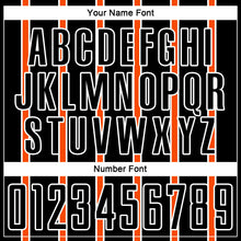 Laden Sie das Bild in den Galerie-Viewer, Custom Black Orange-White Stripe Line Sublimation Soccer Uniform Jersey
