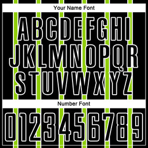 Custom Black Neon Green-White Stripe Line Sublimation Soccer Uniform Jersey