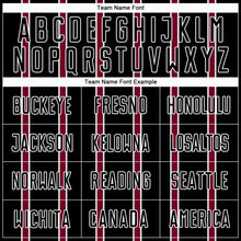 Laden Sie das Bild in den Galerie-Viewer, Custom Black Maroon-White Stripe Line Sublimation Soccer Uniform Jersey
