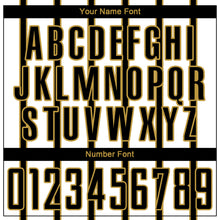 Load image into Gallery viewer, Custom White Black-Old Gold Stripe Line Sublimation Soccer Uniform Jersey

