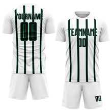Charger l&#39;image dans la galerie, Custom White Black-Kelly Green Stripe Line Sublimation Soccer Uniform Jersey
