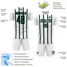 Charger l&#39;image dans la galerie, Custom White Black-Kelly Green Stripe Line Sublimation Soccer Uniform Jersey
