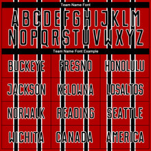 Load image into Gallery viewer, Custom Red Black-White Stripe Line Sublimation Soccer Uniform Jersey
