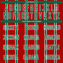 Load image into Gallery viewer, Custom Red Kelly Green-White Stripe Line Sublimation Soccer Uniform Jersey
