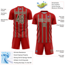 Charger l&#39;image dans la galerie, Custom Red Olive-White Stripe Line Sublimation Soccer Uniform Jersey
