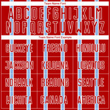 Load image into Gallery viewer, Custom Red Light Blue-White Stripe Line Sublimation Soccer Uniform Jersey
