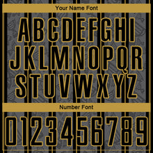Load image into Gallery viewer, Custom Gray Black-Old Gold Stripe Line Sublimation Soccer Uniform Jersey
