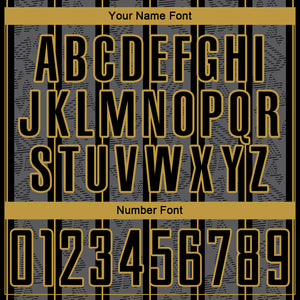 Custom Gray Black-Old Gold Stripe Line Sublimation Soccer Uniform Jersey