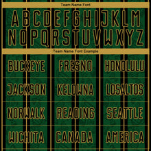 Загрузить изображение в средство просмотра галереи, Custom Green Black-Old Gold Stripe Line Sublimation Soccer Uniform Jersey
