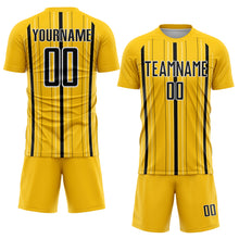 Load image into Gallery viewer, Custom Yellow Black-White Stripe Sublimation Soccer Uniform Jersey

