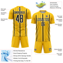 Load image into Gallery viewer, Custom Yellow Black-White Stripe Sublimation Soccer Uniform Jersey
