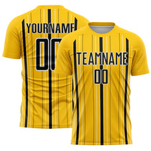Load image into Gallery viewer, Custom Yellow Black-White Stripe Sublimation Soccer Uniform Jersey
