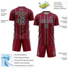 Charger l&#39;image dans la galerie, Custom Maroon Black-White Stripe Sublimation Soccer Uniform Jersey
