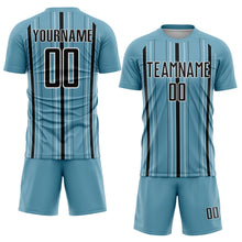 Load image into Gallery viewer, Custom Shadow Blue Black-White Stripe Sublimation Soccer Uniform Jersey
