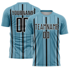 Load image into Gallery viewer, Custom Shadow Blue Black-White Stripe Sublimation Soccer Uniform Jersey

