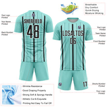 Load image into Gallery viewer, Custom Ice Blue Black-White Stripe Sublimation Soccer Uniform Jersey
