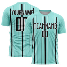 Load image into Gallery viewer, Custom Ice Blue Black-White Stripe Sublimation Soccer Uniform Jersey
