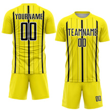 Load image into Gallery viewer, Custom Light Yellow Black-White Stripe Sublimation Soccer Uniform Jersey
