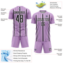 Load image into Gallery viewer, Custom Light Purple Black-White Stripe Sublimation Soccer Uniform Jersey
