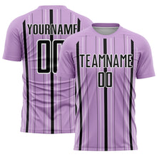 Load image into Gallery viewer, Custom Light Purple Black-White Stripe Sublimation Soccer Uniform Jersey
