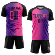 Laden Sie das Bild in den Galerie-Viewer, Custom Purple Pink-Black Sublimation Gradient Fashion Soccer Uniform Jersey
