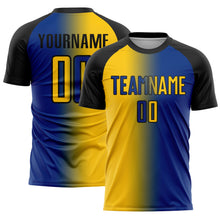 Load image into Gallery viewer, Custom Royal Yellow-Black Sublimation Gradient Fashion Soccer Uniform Jersey
