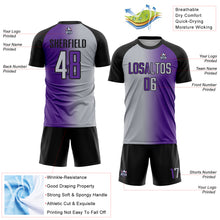 Load image into Gallery viewer, Custom Purple Gray-Black Sublimation Gradient Fashion Soccer Uniform Jersey
