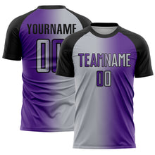 Load image into Gallery viewer, Custom Purple Gray-Black Sublimation Gradient Fashion Soccer Uniform Jersey
