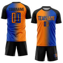 Загрузить изображение в средство просмотра галереи, Custom Thunder Blue Bay Orange-Black Sublimation Gradient Fashion Soccer Uniform Jersey
