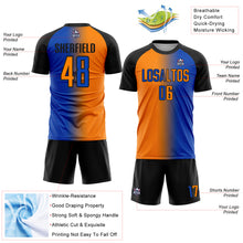 Загрузить изображение в средство просмотра галереи, Custom Thunder Blue Bay Orange-Black Sublimation Gradient Fashion Soccer Uniform Jersey
