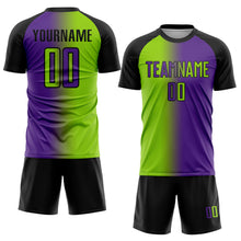 Laden Sie das Bild in den Galerie-Viewer, Custom Purple Neon Green-Black Sublimation Gradient Fashion Soccer Uniform Jersey
