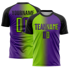 Laden Sie das Bild in den Galerie-Viewer, Custom Purple Neon Green-Black Sublimation Gradient Fashion Soccer Uniform Jersey
