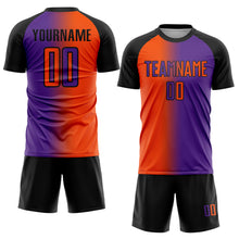 Load image into Gallery viewer, Custom Purple Orange-Black Sublimation Gradient Fashion Soccer Uniform Jersey
