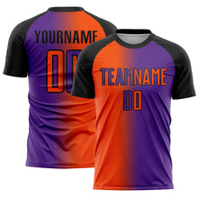 Load image into Gallery viewer, Custom Purple Orange-Black Sublimation Gradient Fashion Soccer Uniform Jersey
