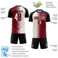 Load image into Gallery viewer, Custom Maroon Cream-Black Sublimation Gradient Fashion Soccer Uniform Jersey
