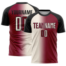 Load image into Gallery viewer, Custom Maroon Cream-Black Sublimation Gradient Fashion Soccer Uniform Jersey
