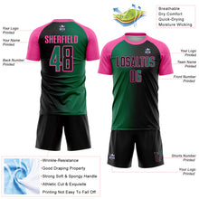 Load image into Gallery viewer, Custom Black Kelly Green-Pink Sublimation Gradient Fashion Soccer Uniform Jersey
