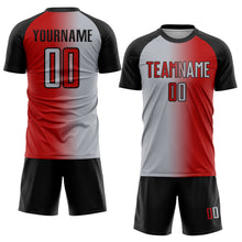 Load image into Gallery viewer, Custom Red Gray-Black Sublimation Gradient Fashion Soccer Uniform Jersey
