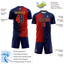 Load image into Gallery viewer, Custom Navy Red-Old Gold Sublimation Gradient Fashion Soccer Uniform Jersey
